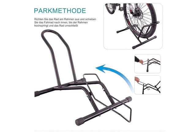 HEYHIPPO Fahrradständer Stabiler Fahrradständer aus Metall, tragbar mit rutschfesten Pads (Schwarzer Fahrradständer,44,5×37cm,tragbarer Ständer für Mountainbikes), Bike-Gepäckträger für 8–11 cm Reifen, passend für Vorder- & Hinterrad