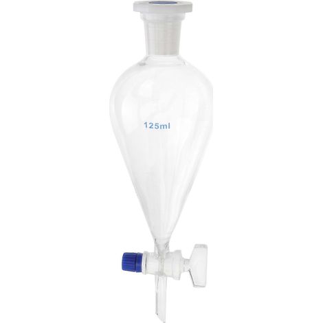 Birnenförmiger Scheidetrichter (125 Ml) Aus Borosilikatglas Für Labordestillierapparate – 25,50 X 6,10 X 6,10 Cm – Transparent