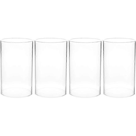 Set Mit 4 Schlichten, Durchsichtigen Glas-kerzenschirmen (8 X 10 Cm) – 10,00 X 8,00 X 8,00 Cm – Durchsichtig