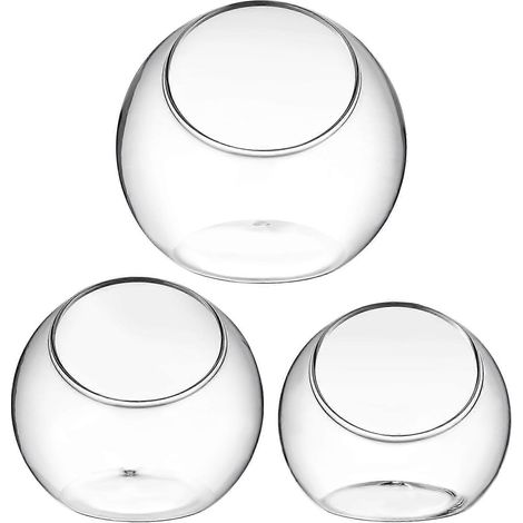3er-set Terrarien Für Luftpflanzen, Glastöpfe, Vasen Und Behälter Für Büropflanzen, Für Zuhause Oder Büro. – 12,00 X 12,00 X 12,00 Cm