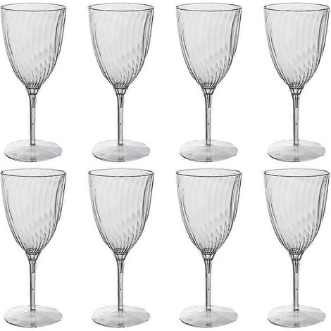 Set Mit 8 Einwegbechern (240 Ml), Rotwein- Und Champagnergläsern. – 16,50 X 7,00 X 7,00 Cm – Transparent