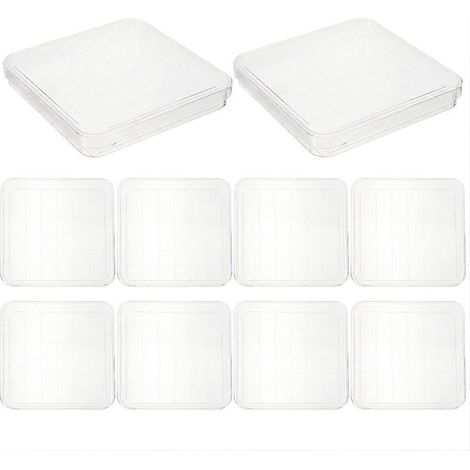 Set Mit 10 Transparenten Petrischalen Für Zellgewebe – Laborzubehör – 13 X 13 Cm – Transparent