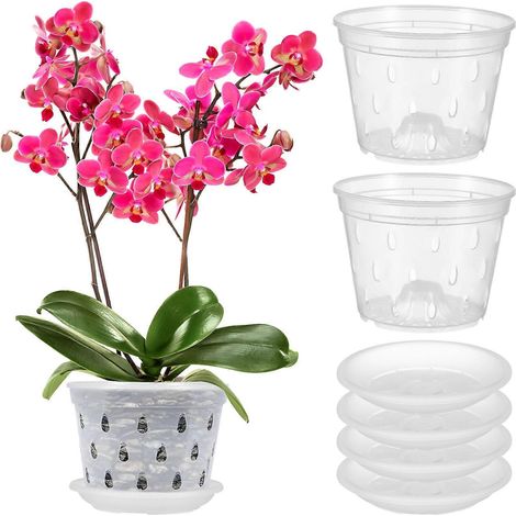 Set Mit 5 Transparenten Anzuchttöpfen, Orchideentöpfen Und Gartentöpfen Mit Abflusslöchern – 13,00 X 13,00 X 9,50 Cm