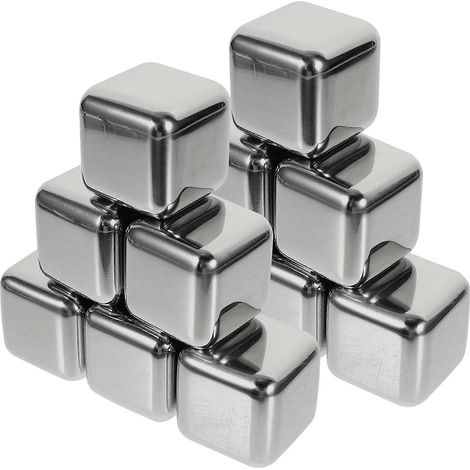 Set Mit 12 Wiederverwendbaren Whisky-steinen Aus Edelstahl Zum Kühlen Von Bier Und Wein. – 2,70 X 2,70 X 2,70 Cm – Silber