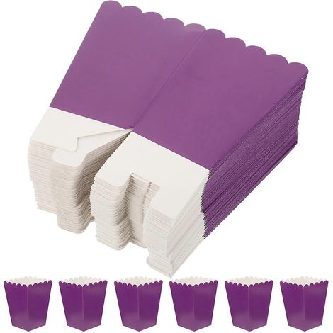 50 Popcornboxen Aus Papier, Einfache Und Fettabweisende Behälter – 10,7 X 7,5 Cm – Lila