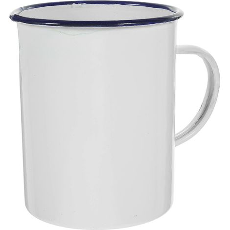 Vintage Emaillebecher, Emailletasse, Handbecher, Exquisite Tasse, Campingbecher – 16,00 X 14,00 X 10,50 Cm – Weiß