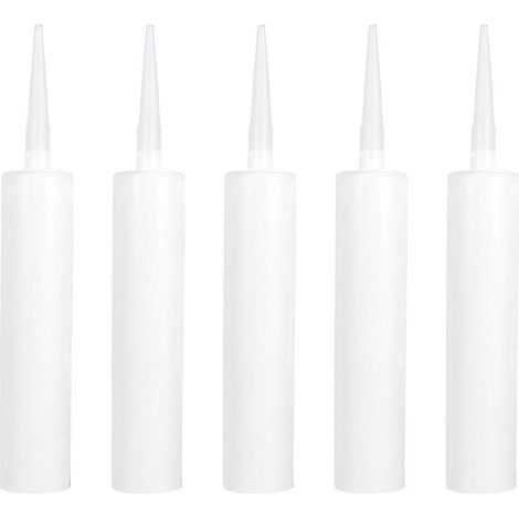 Packung Mit 5 Leeren, Wiederbefüllbaren Kunststoff-dichtungstuben Für Den Heimgebrauch – 23,00 X 4,80 X 4,80 Cm – Weiß