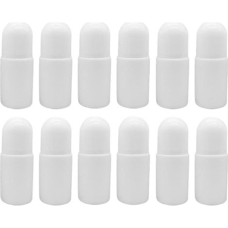 Set Mit 12 Leeren Und Wiederbefüllbaren 50-ml-roll-on-fläschchen Aus Kunststoff Für Ätherische Öle. Auslaufsichere Und Wiederverwendbare Flaschen Zur Herstellung Von Deodorants. – 10,00 X 4,00 X 4,00