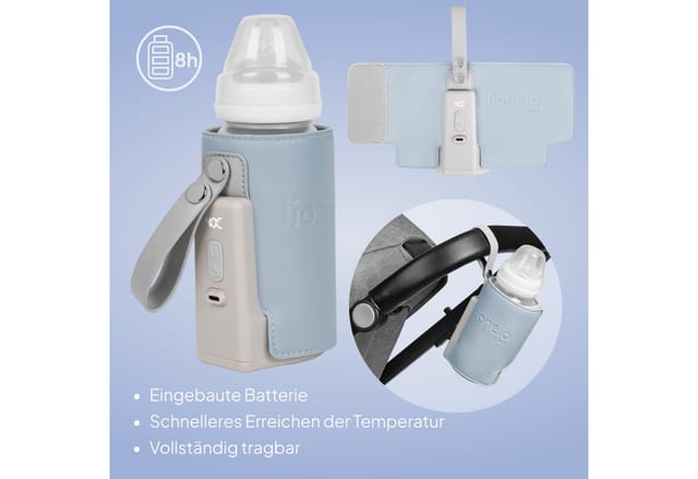 lionelo Babyflaschenwärmer THERMUP GO PLUS, Schnelles Erhitzen - 5 Temperaturen/3000mAh/USB-C