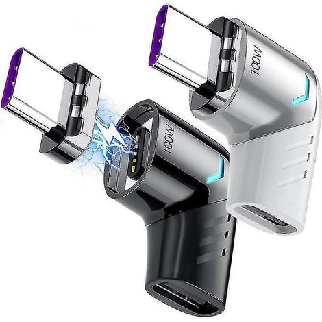 Magnetische Usb-c-adapter (2er-pack) Winkelstecker Typ-c Usb Pd-kompatibel 100-w-schnellladung Und 480-mbit/s-datenübertragung Kompatibel Mit Usb-c-mobiltelefonen