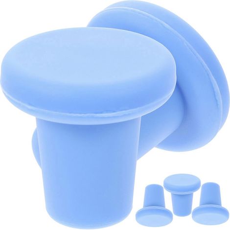 Set Mit 5 Silikonverschlüssen Für Wein-, Bier- Und Champagnerflaschen. – 3,5 X 3,5 Cm – Blau