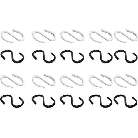 Set Mit 2 S-förmigen Dekohaken Aus Metalllegierung, Kleine, Tragbare Aufhängehaken, Puppenhaus-dekozubehör (schwarz, Weiß) – 1,50 X 0,90 X 0,20 Cm