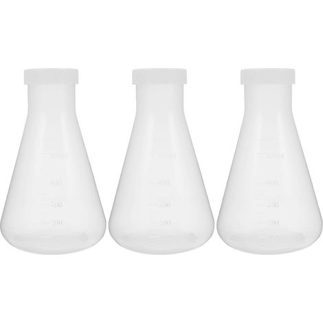 Set Mit 3 Erlenmeyerkolben Aus Transparentem Kunststoff, Praktische Konische Messkolben – 17 X 10 Cm – Transparent