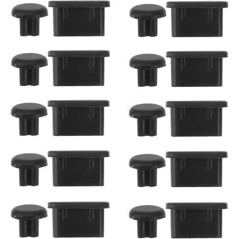 10 Paar Staubschutzstopfen Für 3,5-mm-klinkenstecker Und Usb-c-anschluss Für Android-smartphones, Laptops Und Pcs (schwarz)