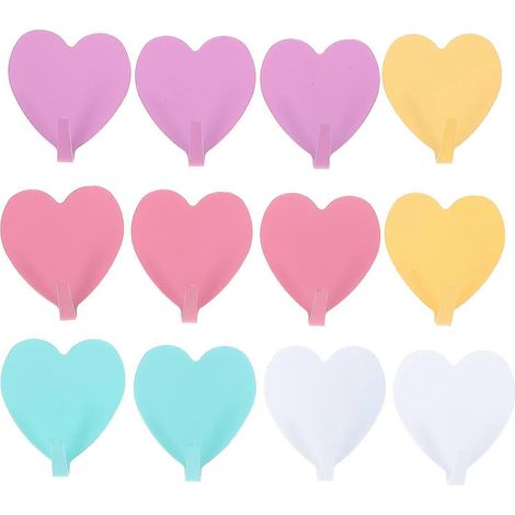 Set Mit 12 Robusten, Herzförmigen Klebehaken Aus Eisen Zur Wandmontage, Für Kleidung, Hinterlässt Keine Spuren, Für Bad Und Küche (4,50 X 4,00 X 1,70 Cm)