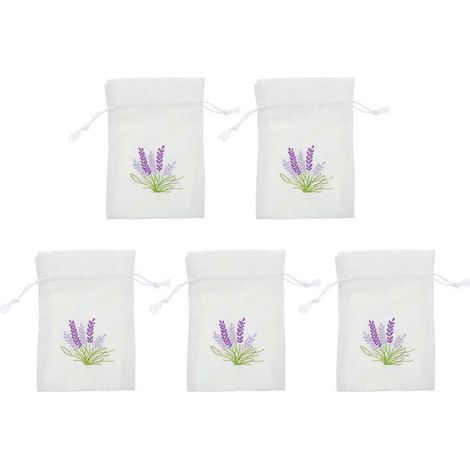 Set Mit 5 Leeren Geschenktüten Mit Kordelzug, Lavendelmuster, Zum Selbermachen Von Aufbewahrungsartikeln – 14,00 X 10,00 X 0,50 Cm