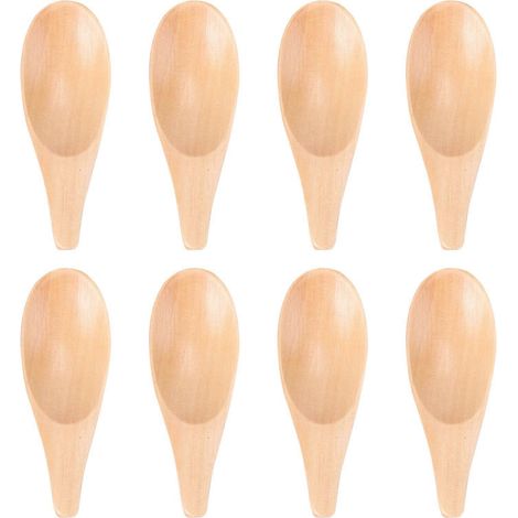 Set Mit 8 Mini-milchpulverlöffeln, Kurzen Holzlöffeln, Eiscremelöffeln, Küchenaccessoires Für Tee Und Gebäck, Leichten Zuckerlöffeln – 7,00 X 2,50 X 0,50 Cm