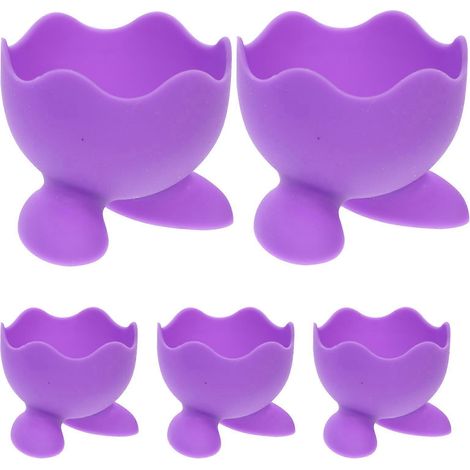 Set Mit 5 Silikon-eierbechern Für Hartgekochte Eier (farbe Zufällig) – 5,00 X 4,00 X 4,00 Cm