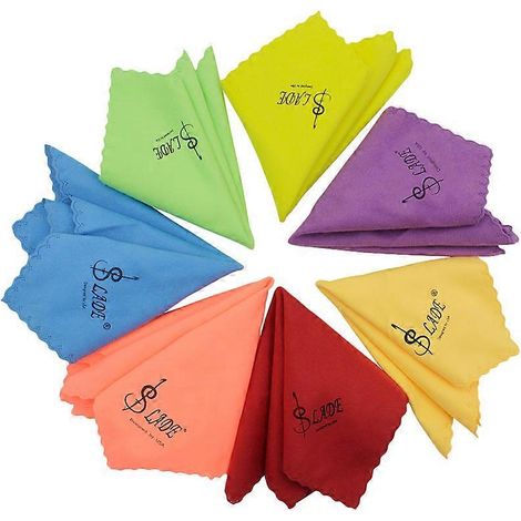 Set Mit 7 Farbenfrohen, Kratzfesten Und Wiederverwendbaren Reinigungstüchern Aus Baumwolle Für Musikinstrumente, Geeignet Für Gitarre Und Bass (verschiedene Farben). – 22,50 X 22,50 X 0,10 Cm