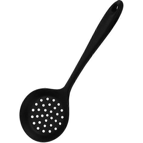 Antihaftbeschichtetes Silikon-sieb In Lebensmittelqualität, Großer Topflöffel, Schaumlöffel, Küchenhelfer (schwarz) – 32,00 X 10,00 X 2,00 Cm – Schwarz