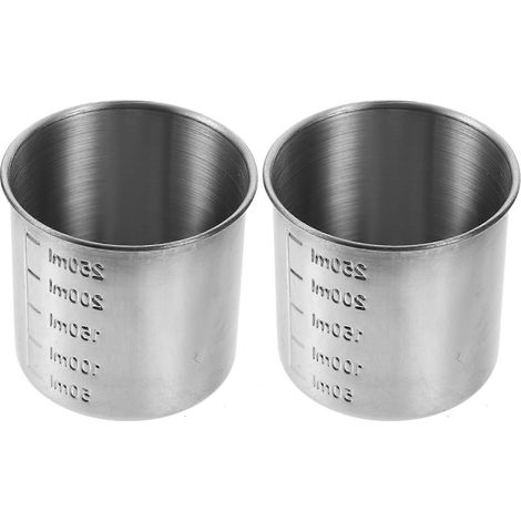 Set Mit 2 Messbechern Aus Edelstahl – 7,5 X 7,5 X 7 Cm – Silber