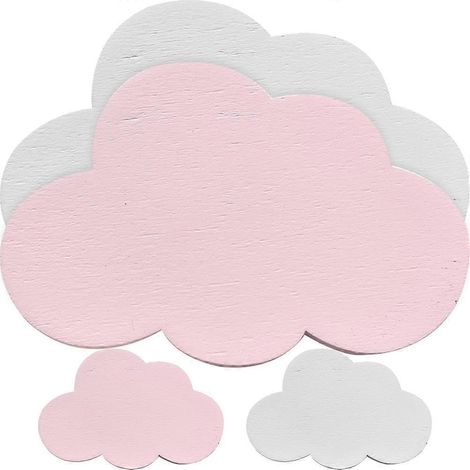 Set Mit 4 Hölzernen, Wandmontierten Schlüsselhaltern In Wolkenform, Schlüsselaufbewahrungshaken – 9,5 X 5,5 Cm