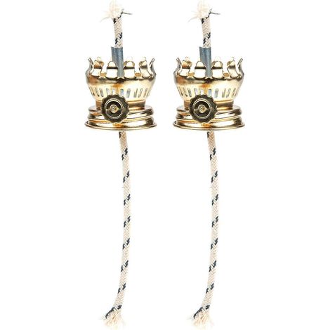 Set Aus 2 Vintage-öllampen, Fassung Und Docht, Zubehör Für Öllampen Im Vintage-stil – 16 X 4,5 Cm – Gold