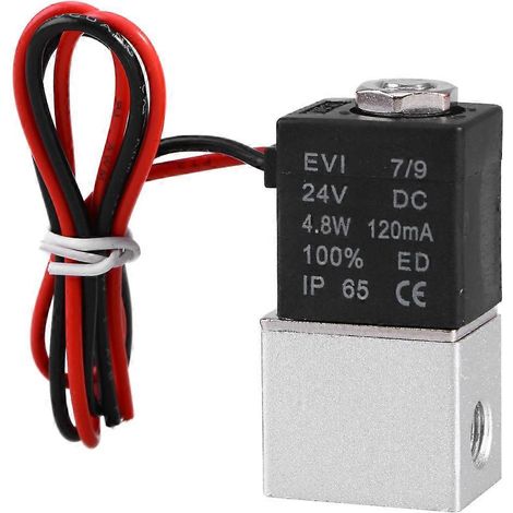Pneumatisches Magnetventil, Direktwirkend, Normalerweise Geschlossen, 24 V Dc, 1/4 Zoll, 2-wege, 2-positionen, Bsp 2v025-08, Für Luft, Gas Und Wasser – Schwarz