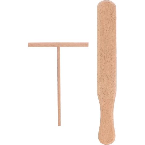 Set Aus 2 Küchenutensilien Für Crêpes: Holzspatel Und Tortillaheber.