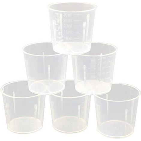 Packung Mit 50 Transparenten 30-ml-messbechern Aus Kunststoff Zum Mischen Von Farbe, Farbstoff Und Epoxidharz.