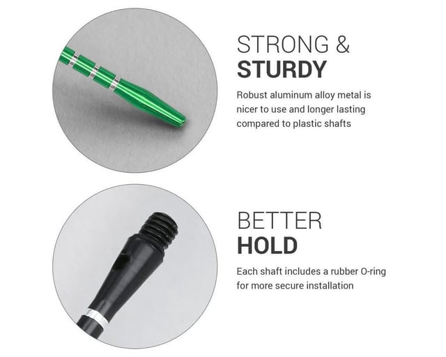 kwmobile Dartpfeil Dart Shafts Set mit Gummi Ring, aus Aluminium - 2ba Gewinde - 48mm lang Dartpfeil-Schäfte Dartschäfte