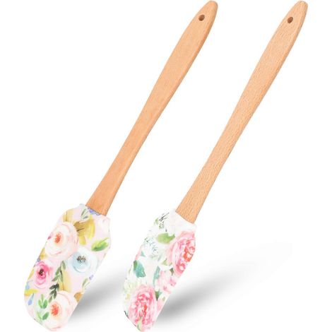 Set Mit 2 Silikonspateln Für Kuchen Und Cremes, Mit Holzgriffen. – 30,00 X 6,00 X 1,00 Cm