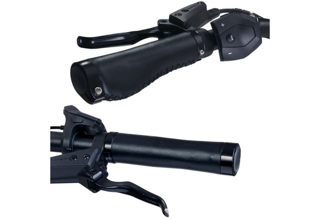 Diedrich Filmer GmbH Fahrradlenkergriff Fahrrad-Griffe Ergonomisch Schraubgriffe Schwarz (2x Lenkergriffe, 2-St., Set), Set 135mm Lenker-Griffe Ergo PU Leder Optik Lenkergriffe Fahrradgriffe