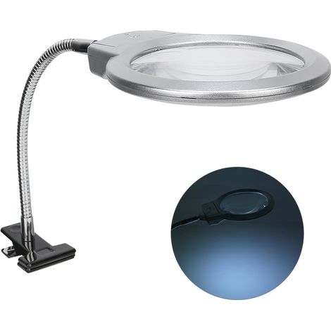 Led-lupe Mit Klemme – 2,25-fache/5-fache Vergrößerung, Leselampe Aus Abs-kunststoff