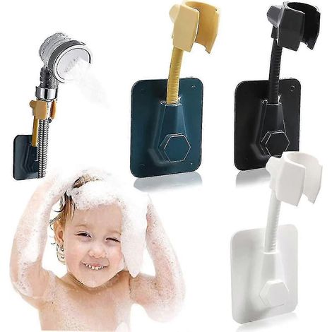 Wandmontierter Duschkopfhalter, Set Mit 3 Universalhaltern Für Um 360° Drehbare Duschköpfe, Verstellbar Und Ohne Bohren.