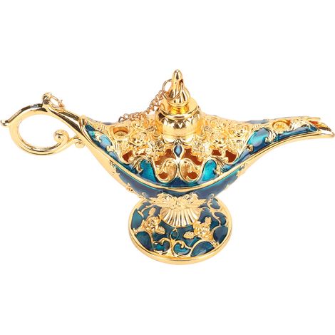 Genie Ally Lampe Mit Gold-blauem Prägemuster – Elegante Dekoration Für Büro Oder Schlafzimmer