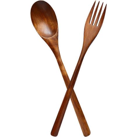 Feines Dessertlöffel-set, Wiederverwendbare Salatgabel, Multifunktionale Vorspeisengabel – 22,5 X 3 X 1 Cm – Braun