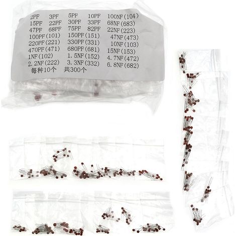 30 Arten Von Keramikkondensatoren Mit Keramischem Dielektrikum, Verpackt Als Muster (2-680 Pf Und 1 Nf-100 Nf).