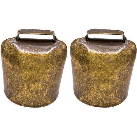 Set Aus 2 Dicken Hängeglocken, Hirtenglocken, Bauernhofzubehör Für Haustiere (schafe, Pferde, Kühe) (bronze, Großes Modell 62 G) – 6,34 X 83 Cm