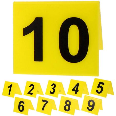 Set Mit 10 Wiederverwendbaren Acryl-zahlenmarkern Für Restauranttische Und Spiele. – 6,30 X 5,50 X 0,20 Cm – Gelb