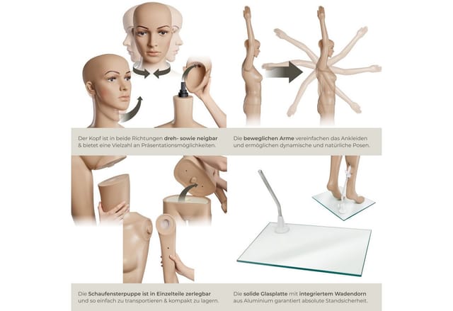 tectake Schneiderpuppe Schaufensterpuppe, aus Kunststoff