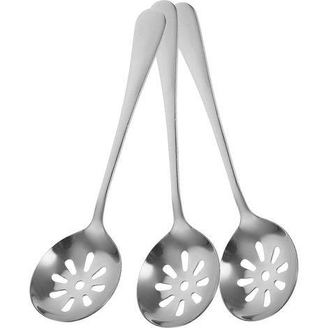 3-teiliges Set Geschlitzter Küchenutensilien Für Den Täglichen Gebrauch, Tragbare Servierlöffel – 19,70 X 5,00 X 1,00 Cm – Silber