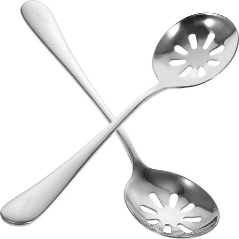 Set Mit 2 Perforierten Servierlöffeln Aus Edelstahl, Schaumlöffeln, Haushaltslöffeln – 19,80 X 5,00 X 1,00 Cm – Silber