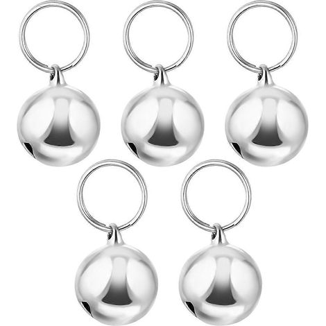 Popetpop Set Mit 5 Hängeglöckchen (18 Mm) – Weihnachtsglöckchen – Haustierzubehör (katzen, Hunde, Vögel, Wildtiere) – Silber