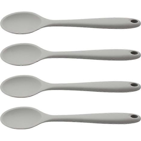 4er-set Silikon-küchenlöffel, Suppenlöffel, Antihaftbeschichtete Rührlöffel – 20,5 X 4 Cm – Grau