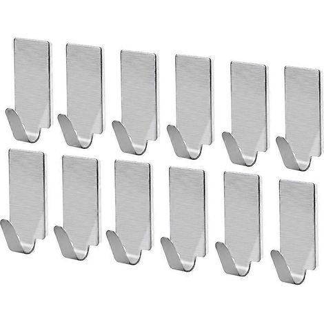 Set Mit 12 Selbstklebenden Handtuchhaken Aus Edelstahl Für Küche Und Bad – 12 Stück – Silber