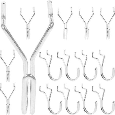 Set Mit 15 Metall-lochwandhaken Für Zuhause, Garage Oder Werkstatt. – 6 X 4 Cm – Silber