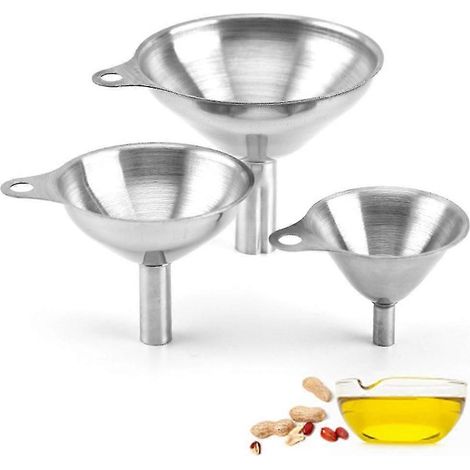 Edelstahltrichter, Set Mit 3 Edelstahltrichtern Und Sieben