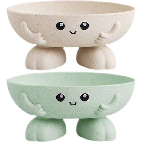 Set Aus 2 Seifenschalen Mit Cartoon-motiven, Seifenablagen Für Küche Und Bad. – 12,5 X 6 Cm