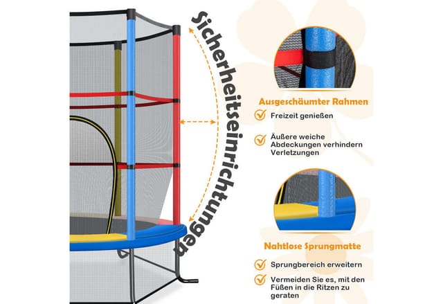 COSTWAY Gartentrampolin, Ø 165 cm, mit Sicherheitsnetz, bis 45KG